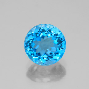 Topazio naturale blu da 2,24 ct, taglio rotondo, VVS