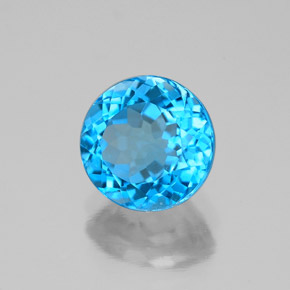 Topazio naturale blu da 2,24 ct, taglio rotondo, VVS