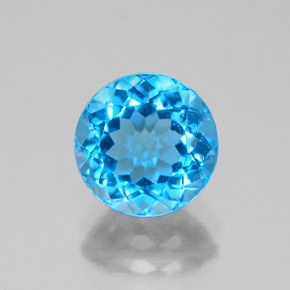 Topazio naturale blu da 2,43 ct, taglio rotondo, VS-SI
