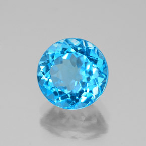 Topazio naturale blu da 2,43 ct, taglio rotondo, VS-SI