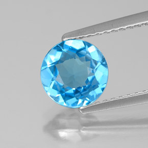 Topazio naturale blu da 1,58 ct, taglio rotondo, VS