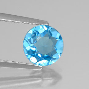 Topazio naturale blu da 1,58 ct, taglio rotondo, VS