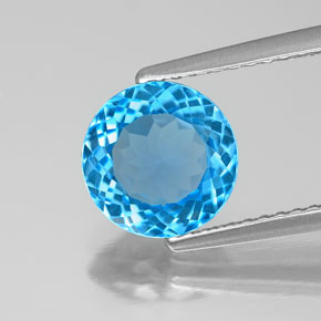 Topazio naturale blu da 2,09 ct, taglio rotondo, VS