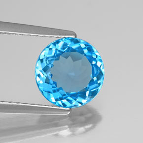 Topazio naturale blu da 2,09 ct, taglio rotondo, VS