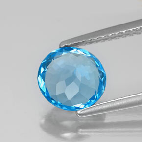 Topazio naturale blu da 2,09 ct, taglio rotondo, VS