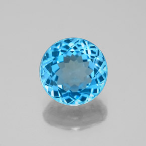 Topazio naturale blu da 2,15 ct, taglio rotondo, VVS-VS