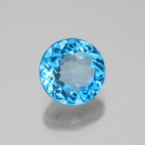 Topazio naturale blu da 2,15 ct, taglio rotondo, VVS-VS