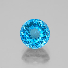 Topazio naturale blu da 1,94 ct, taglio rotondo, VS