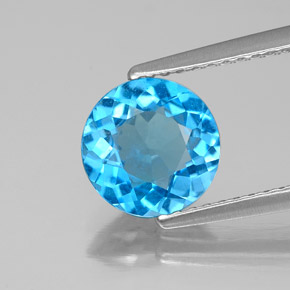 Topazio naturale blu da 1,68 ct, taglio rotondo, VS