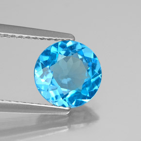 Topazio naturale blu da 1,68 ct, taglio rotondo, VS