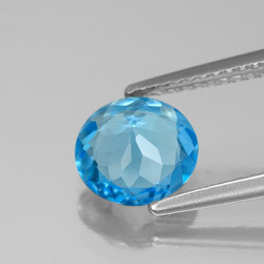 Topazio naturale blu da 1,68 ct, taglio rotondo, VS