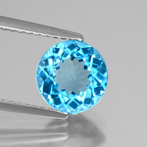 Topazio naturale blu da 2,12 ct, taglio rotondo, VVS-VS