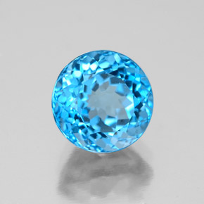 Topazio naturale blu da 2,78 ct, taglio rotondo, VVS