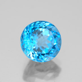 Topazio naturale blu da 2,92 ct, taglio rotondo, VS