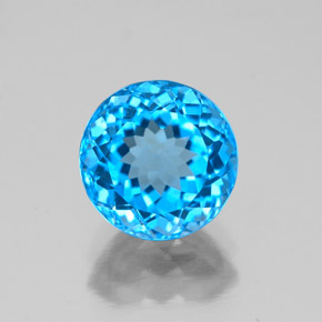Topazio naturale blu da 2,64 ct, taglio rotondo, VVS