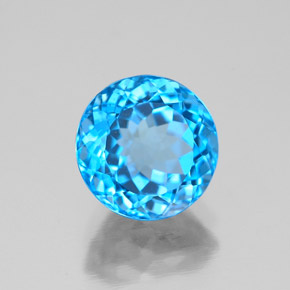Topazio naturale blu da 2,64 ct, taglio rotondo, VVS