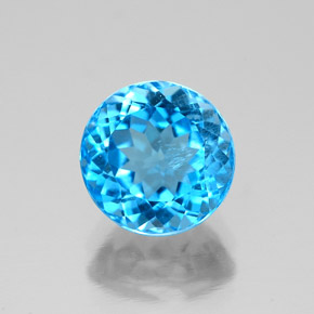 Topazio naturale blu da 2,61 ct, taglio rotondo, VS-SI