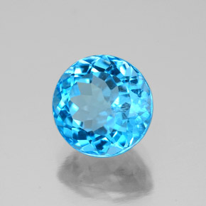 Topazio naturale blu da 2,61 ct, taglio rotondo, VS-SI