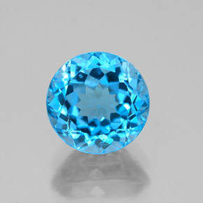 Topazio naturale blu da 2,56 ct, taglio rotondo, VVS-VS