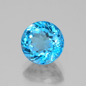 Topazio naturale blu da 2,56 ct, taglio rotondo, VVS-VS