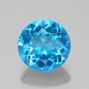 Topazio naturale blu da 1,87 ct, taglio rotondo, VVS-VS