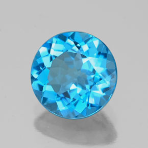 Topazio naturale blu da 1,87 ct, taglio rotondo, VVS-VS