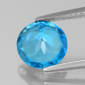 Topazio naturale blu da 1,87 ct, taglio rotondo, VVS-VS