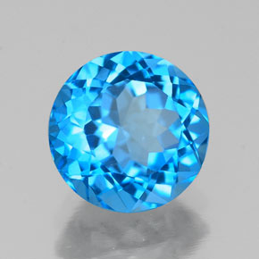Topazio naturale blu da 2,32 ct, taglio rotondo, VS
