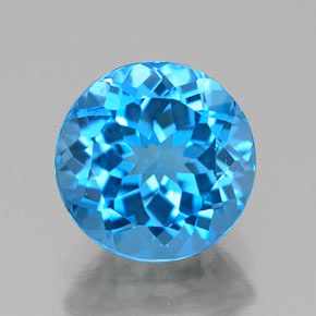 Topazio naturale blu da 2,44 ct, taglio rotondo, VVS-VS