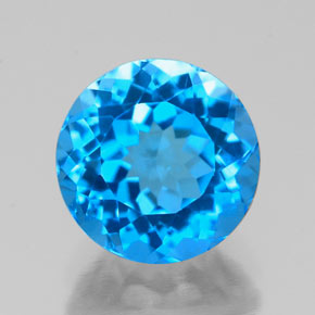 Topazio naturale blu da 2,62 ct, taglio rotondo, VS