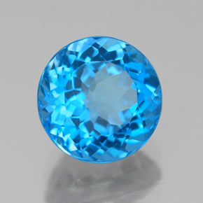 Topazio naturale blu da 2,44 ct, taglio rotondo, VVS