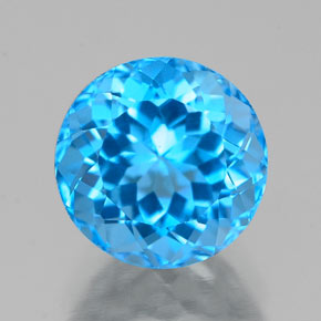 Topazio naturale blu da 2,88 ct, taglio rotondo, VVS