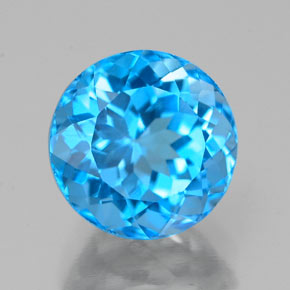 Topazio naturale blu da 2,88 ct, taglio rotondo, VVS