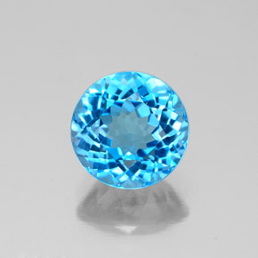 Topazio naturale blu da 2,39 ct, taglio rotondo, VS