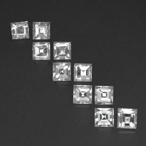 Topazio naturale bianco da 8,32 ct, quadrato, VVS
