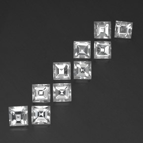 Topazio naturale bianco da 8,32 ct, quadrato, VVS