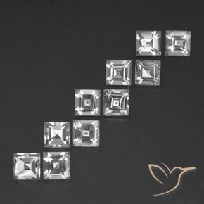 Gemme di Topazio Bianco naturale da 8.26 ct, Quadrato, VVS