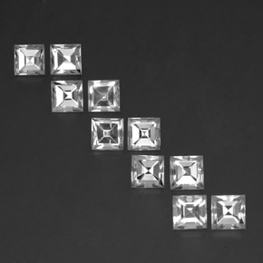 Topazio naturale bianco da 8,36 ct, quadrato, VVS