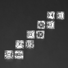 Topazio naturale bianco da 8,36 ct, quadrato, VVS