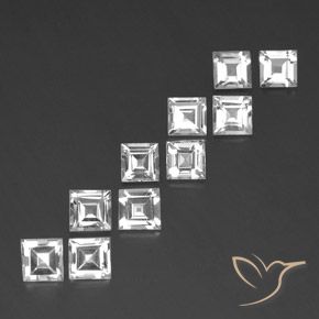 Gemme di Topazio Bianco naturale da 7.45 ct, Quadrato, VVS-VS