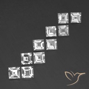 Gemme di Topazio Bianco naturale da 7.15 ct, Quadrato, VVS-VS