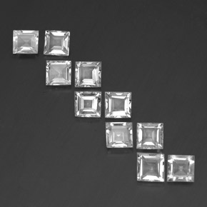 Topazio naturale bianco da 7,41 ct, quadrato, VVS-VS