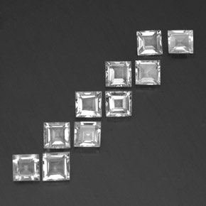 Topazio naturale bianco da 7,41 ct, quadrato, VVS-VS