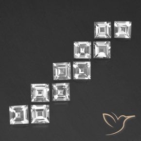 Gemme di Topazio Bianco naturale da 7.63 ct, Quadrato, VVS-VS