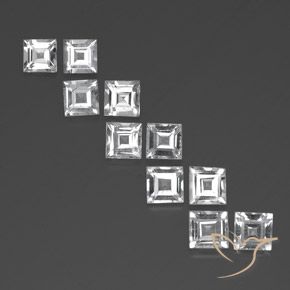 7.83ctw Naturale Bianco Topazio, Quadrato, VVS-VS