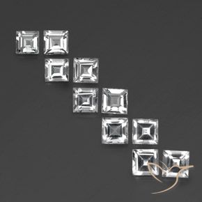 7.62ctw Naturale Bianco trasparente Topazio, Quadrato, VVS-VS