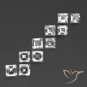Gemme di Topazio Bianco trasparente naturale da 7.62 ct, Quadrato, VVS-VS