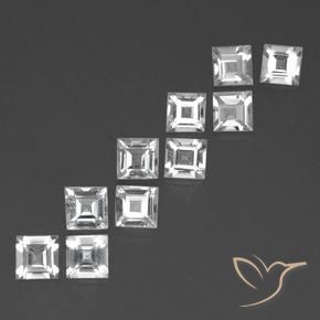 Gemme di Topazio Bianco trasparente naturale da 8.46 ct, Quadrato, VVS-VS