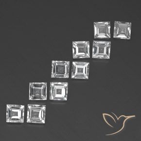 Gemme di Topazio Bianco trasparente naturale da 7.59 ct, Quadrato, VVS