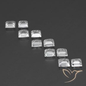 Gemme di Topazio Bianco trasparente naturale da 7.59 ct, Quadrato, VVS